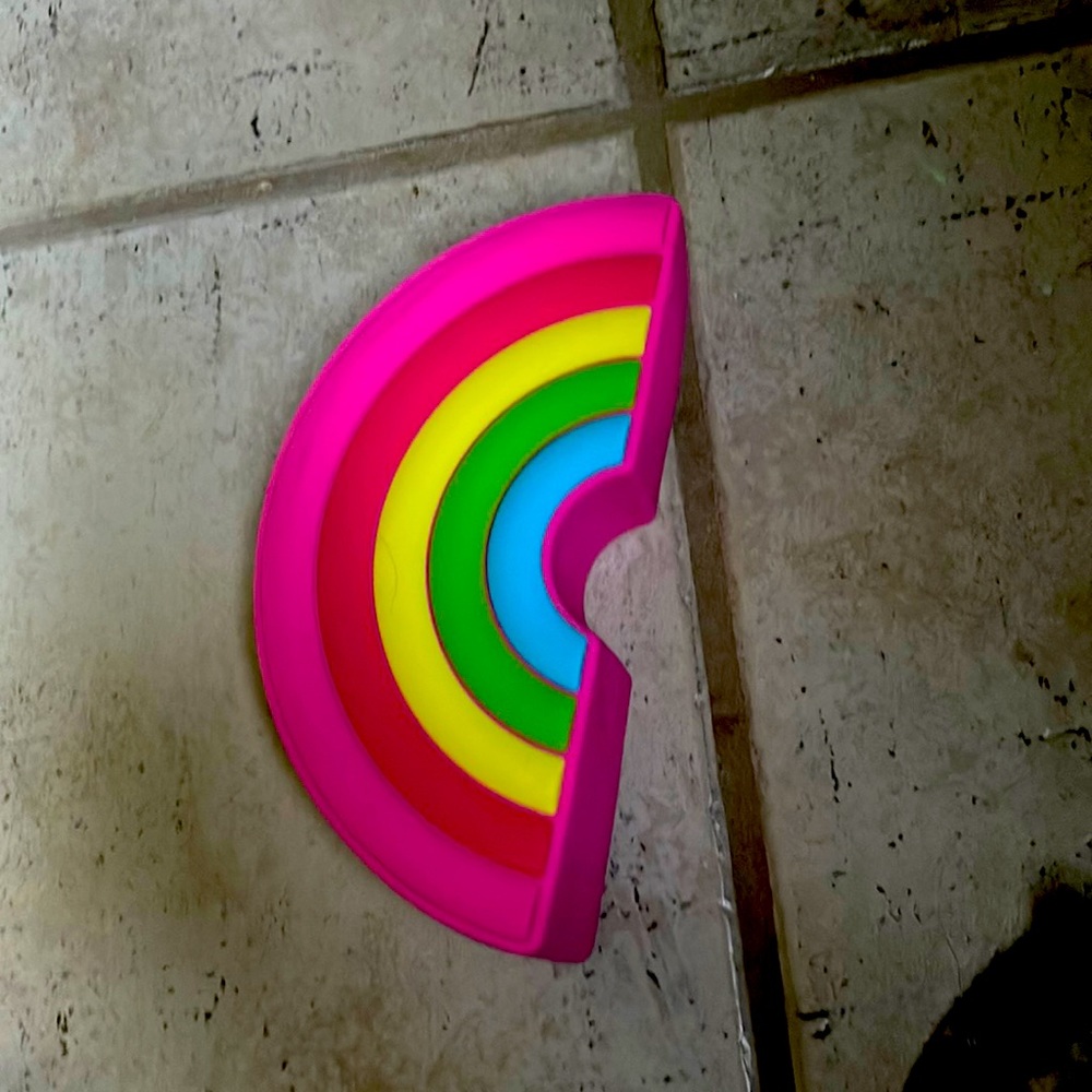 Small, rubber, rainbow, cosmetic bag